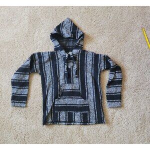Artesanias Sanfe Unisex‎ Mexican Pancho Hoodie Pullover Sweater Size S Stripped